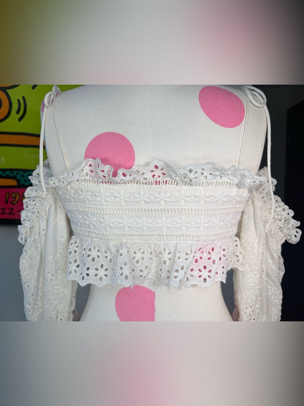 For Love & Lemons Anabelle Eyelet Crop Top Medium - Picture 10 of 16